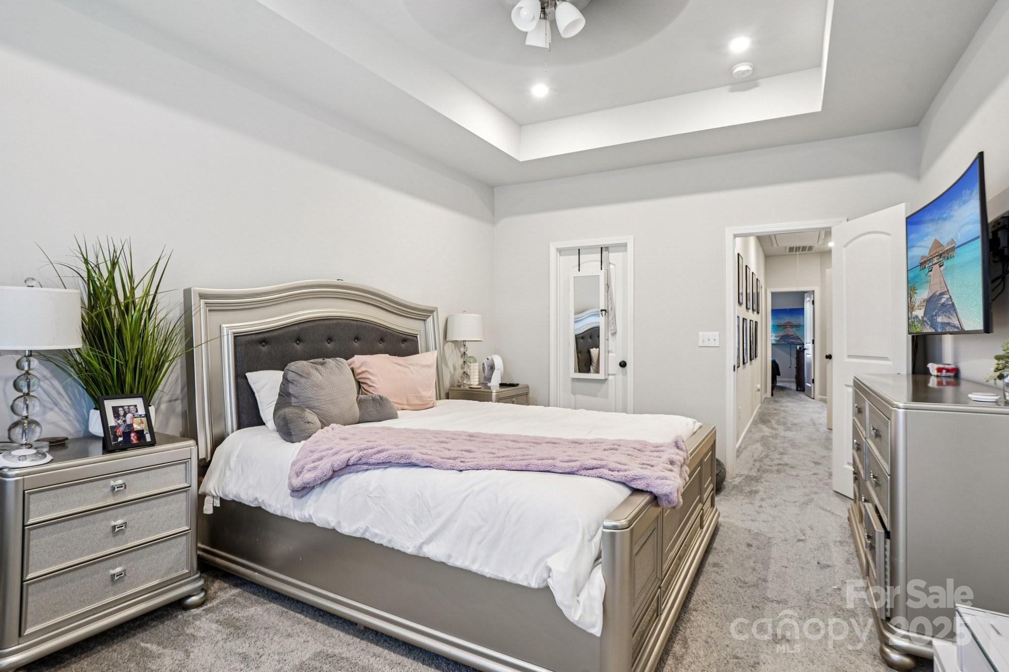 7914 Nelson Road Mint Hill, NC 28227 - Photo 11 of 25 a bedroom with a large bed and a potted plant