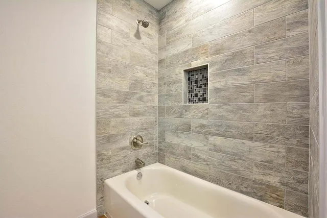 a bathroom with a bathtub