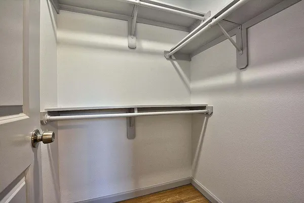 a view of a room with racks on the wall