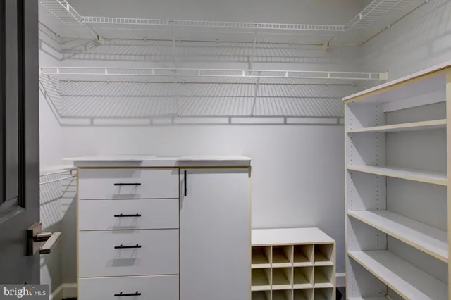 a close up view of closet