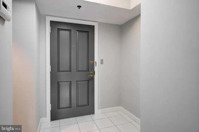 a view of a balcony with a door