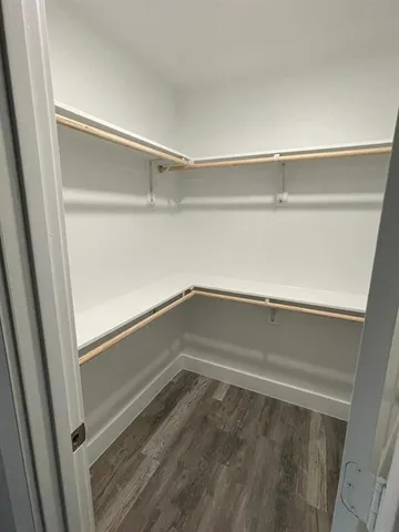 a view of an empty walk in closet