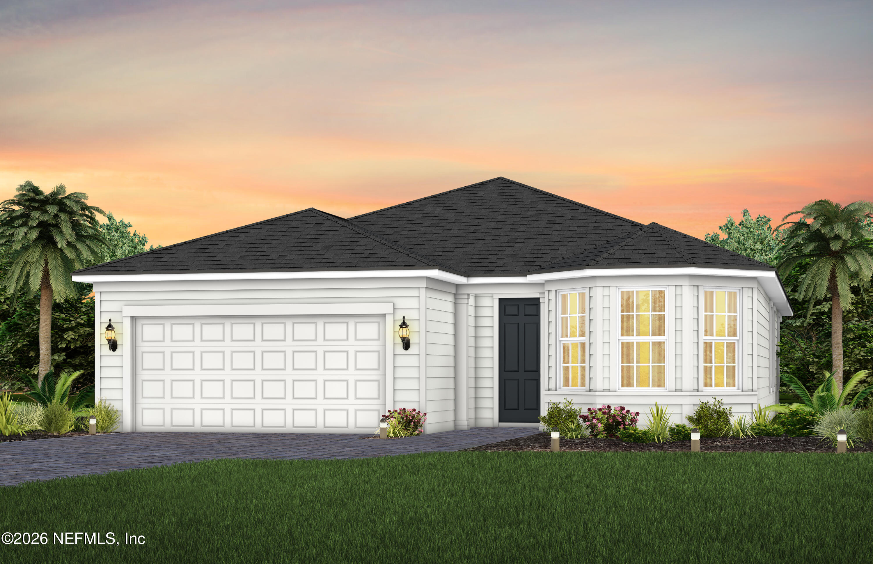 front view of a house with a yard