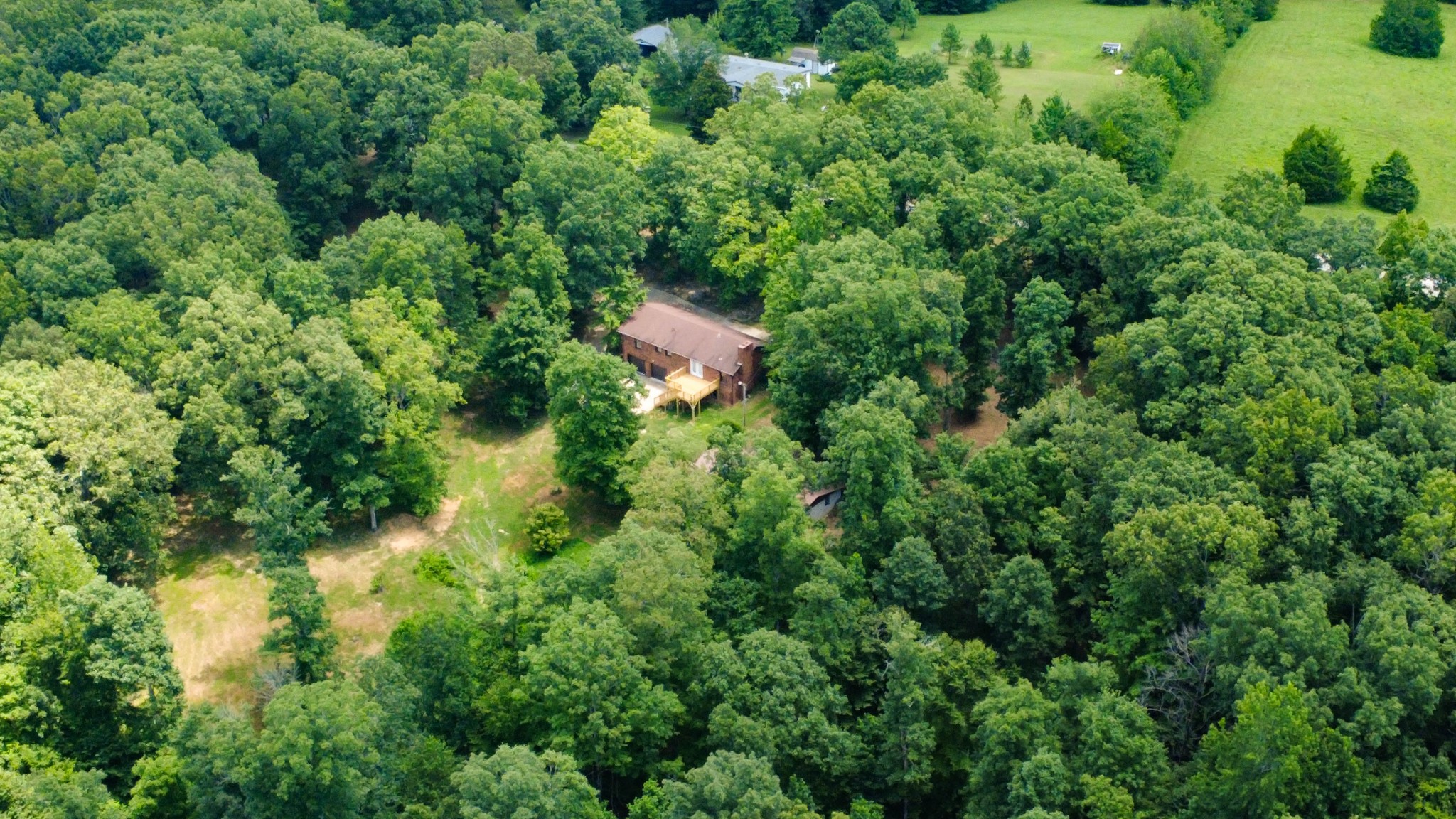 887 Harvey Road Cumberland Furnace, TN 37051 - Photo 56 of 72 an aerial view of residential house with outdoor space and trees all around