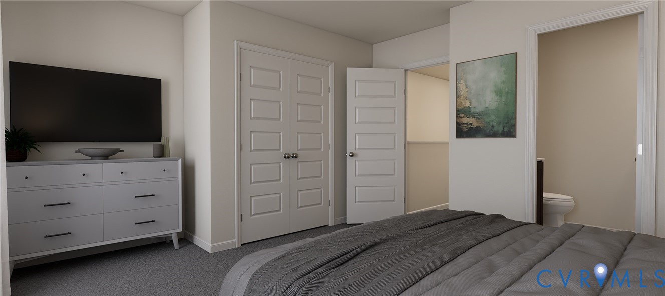 12438 Wescott Avenue Midlothian, VA 23112 - Photo 14 of 34 a bedroom with a bed and a flat tv screen in it