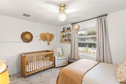 a bedroom with 2 bed and a window