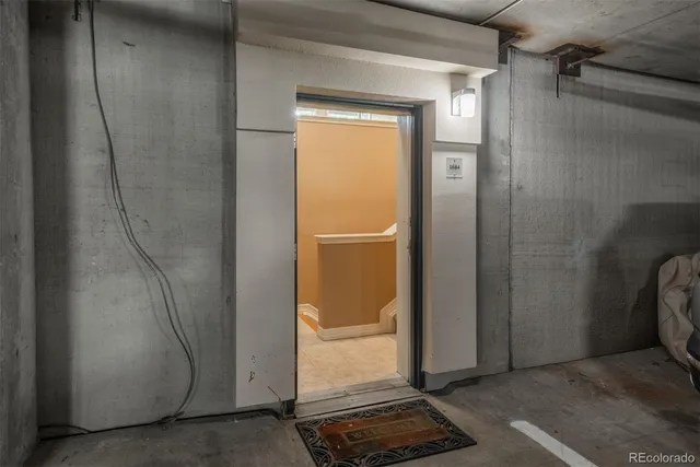 a view of a bathroom with a glass door