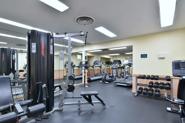 a view of a room with gym equipment