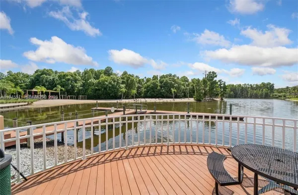 a view of a garden with a patio