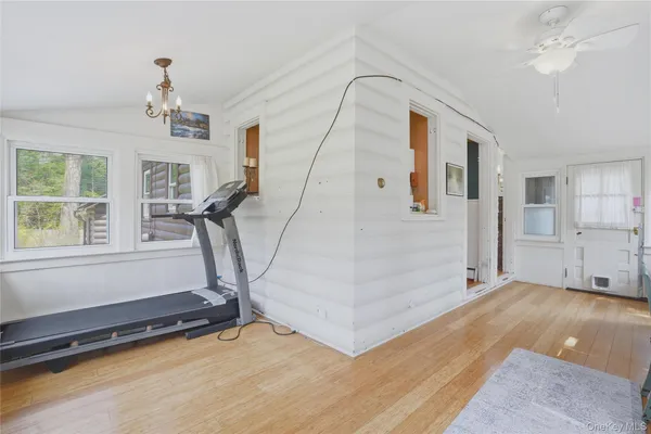 a view of a room with gym equipment