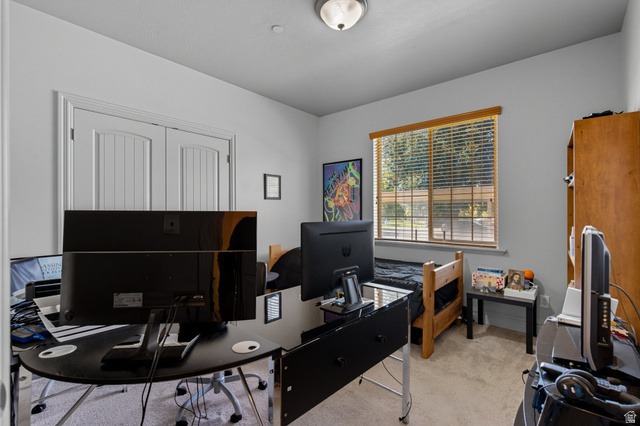 224 South 550 West, Unit B2 Springville, UT 84663 - Photo 20 of 30 Carpeted interior featuring light gray walls and a ceiling-mounted light fixture