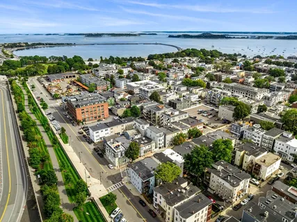 an aerial view of a city