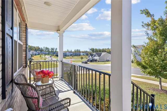 a view of a balcony with couch