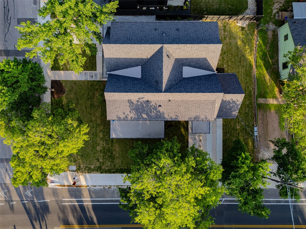 4911 Duval Street Austin, TX 78751 - Photo 36 of 40 an aerial view of a house with a yard