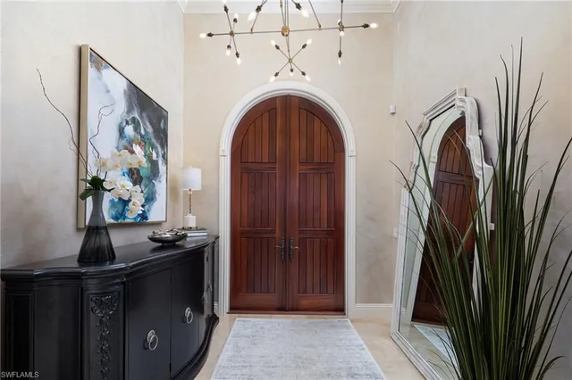 a view of a door with a hallway