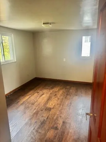 an empty room with a workbench