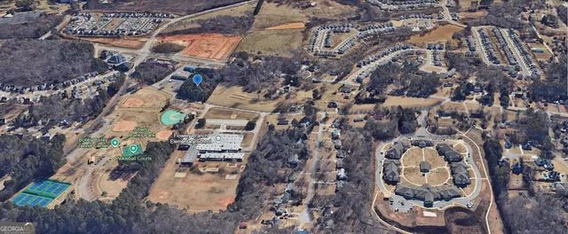 a view of a street with a trees