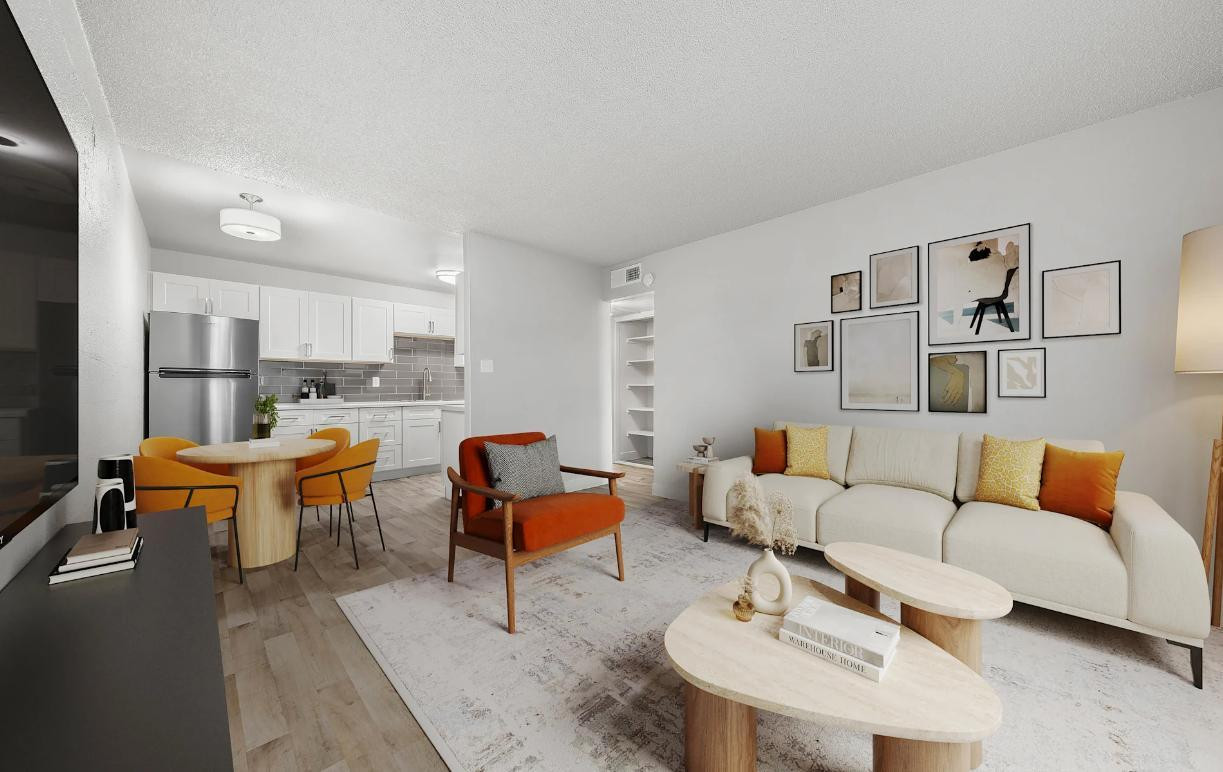2025 West Indian School Road, Unit 1 Phoenix, AZ 85015 - Photo 3 of 12 a living room with furniture kitchen view and a dining table