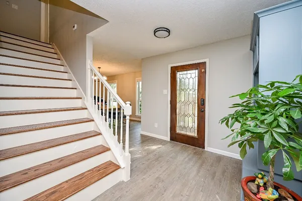 a view of entryway with wooden floor and a potted plant