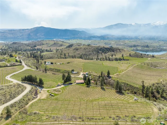 a view of a lake with mountain