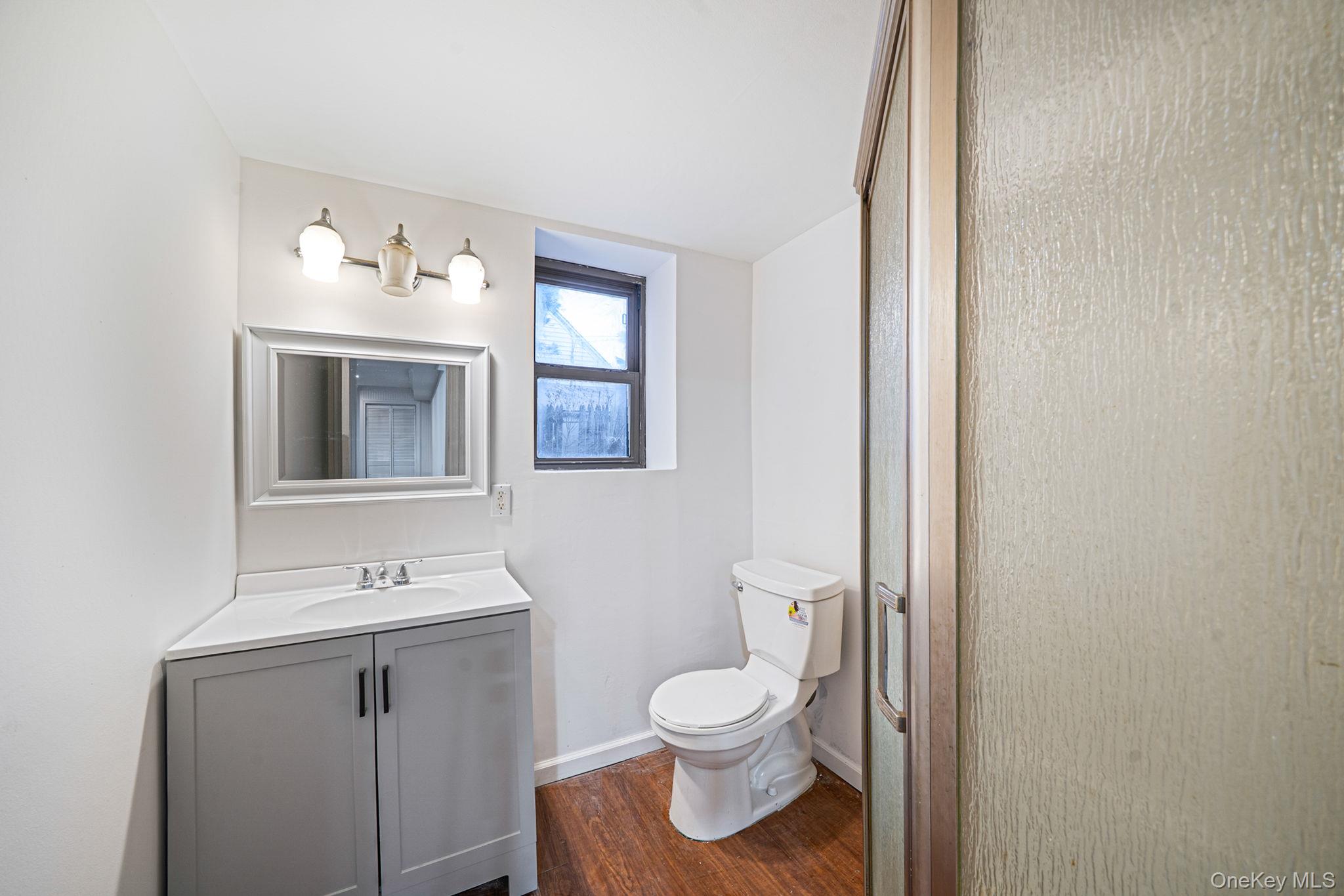 119 Foster Road Ronkonkoma, NY 11779 - Photo 22 of 26 Full bathroom with vanity, dark wood finished floors, and an enclosed shower