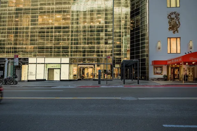 a view of a building and a street