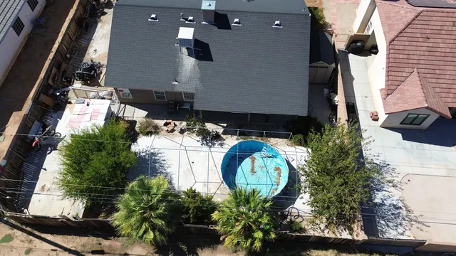 an aerial view of a house