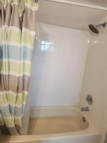 a bathroom with a bathtub