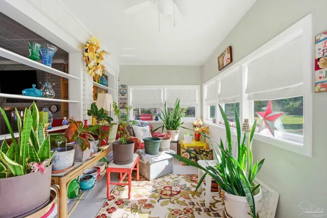 a living room filled with furniture