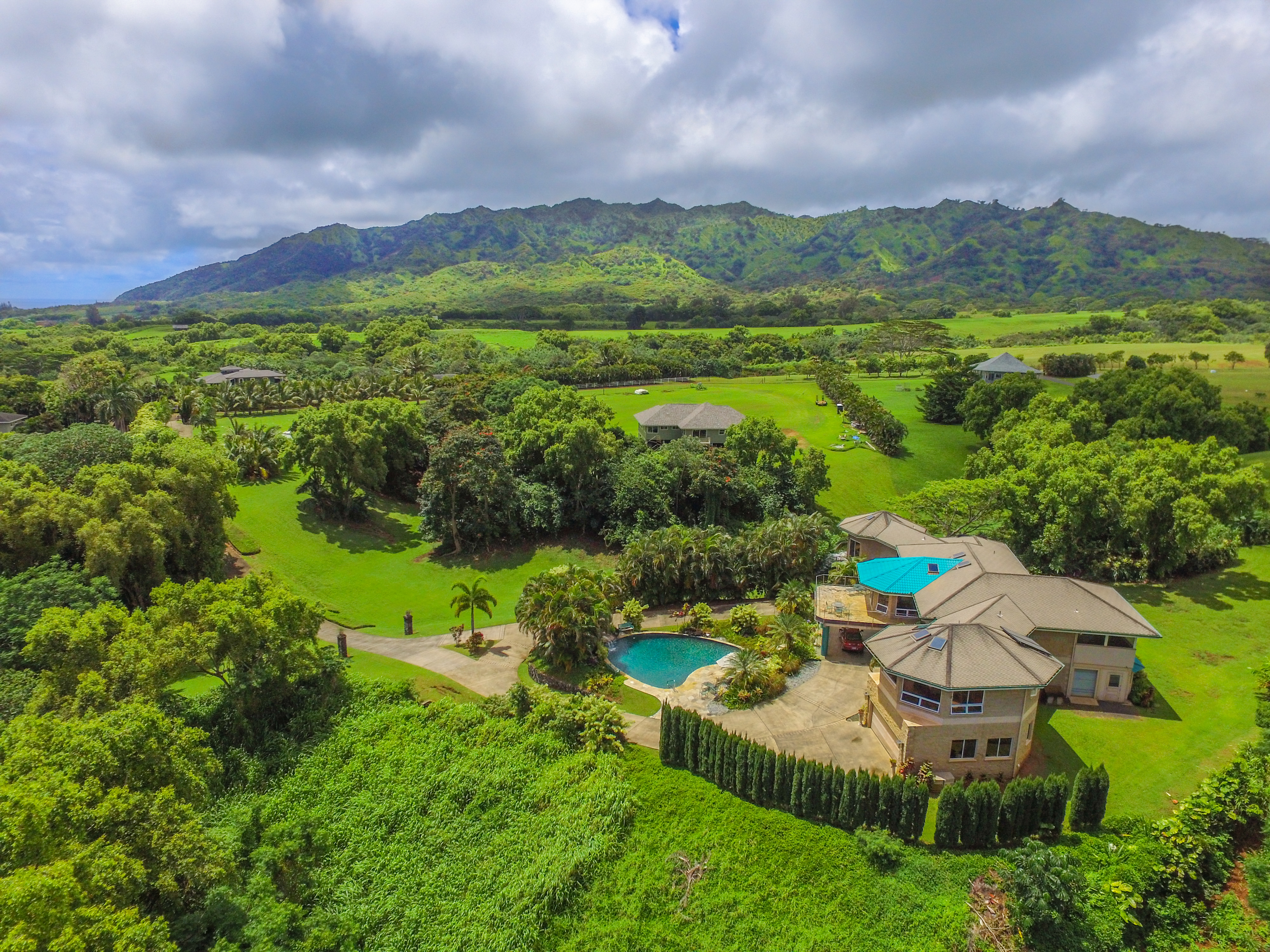 4700 Kapuna Road Kilauea, HI 96754 - Photo 14 of 17 aerial view of a house with a garden