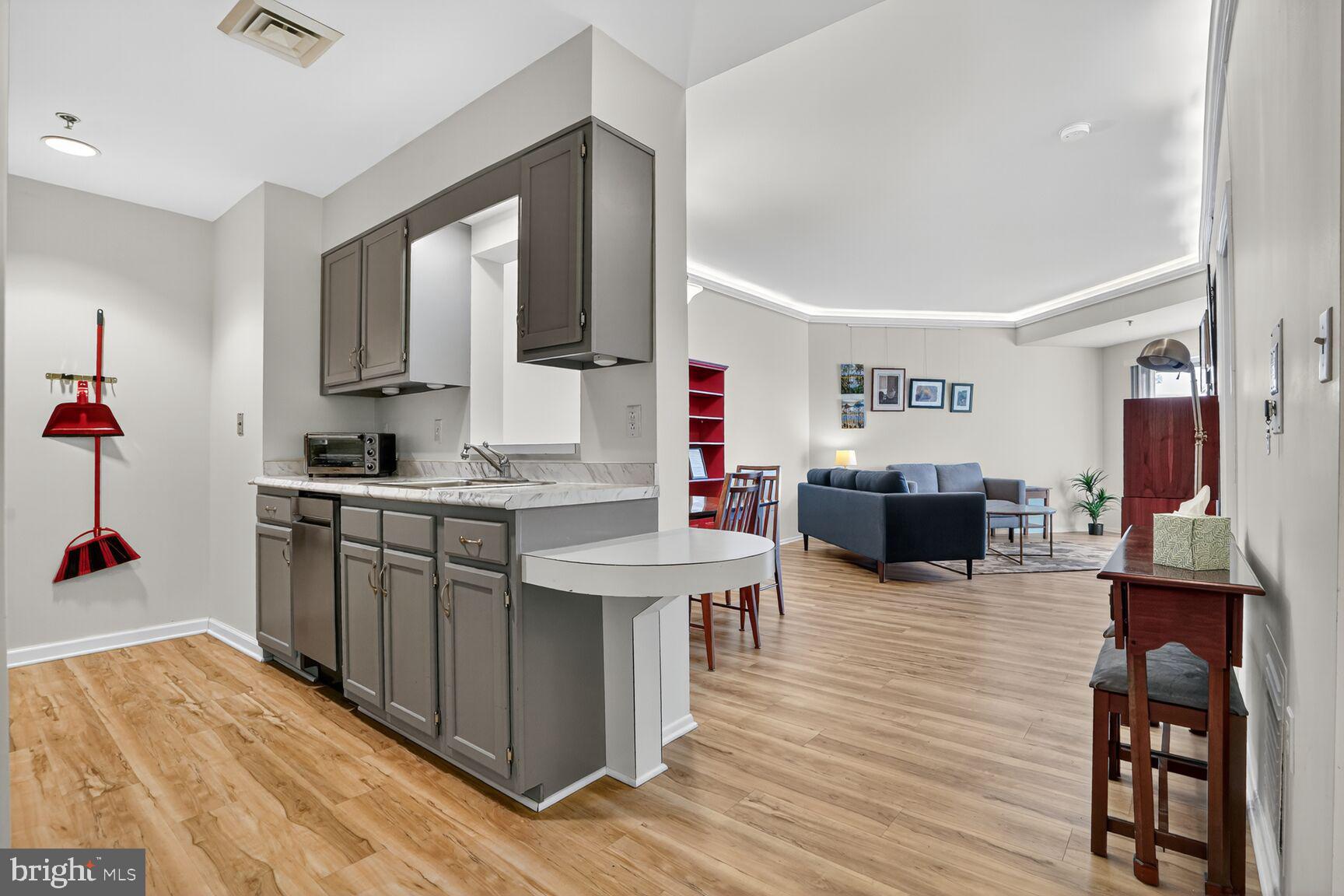 900 North Taylor Street, Unit 2110 Arlington, VA 22203 - Photo 2 of 42 a kitchen with sink refrigerator and cabinets