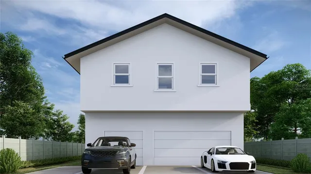 a car parked in front of a house