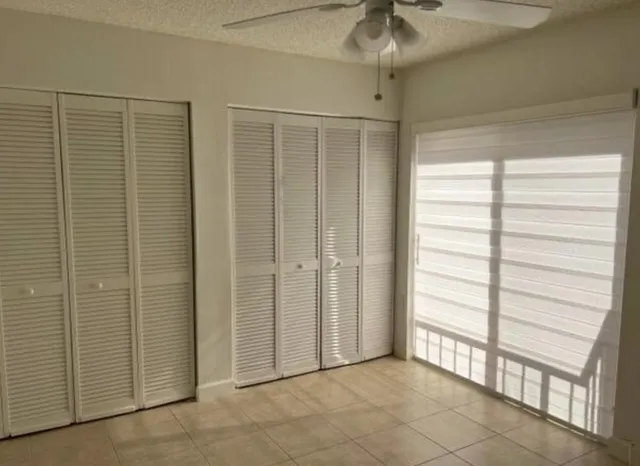 a view of a room with a window