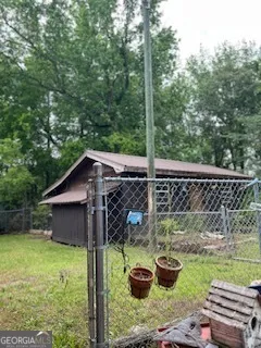 a view of a lake from a yard