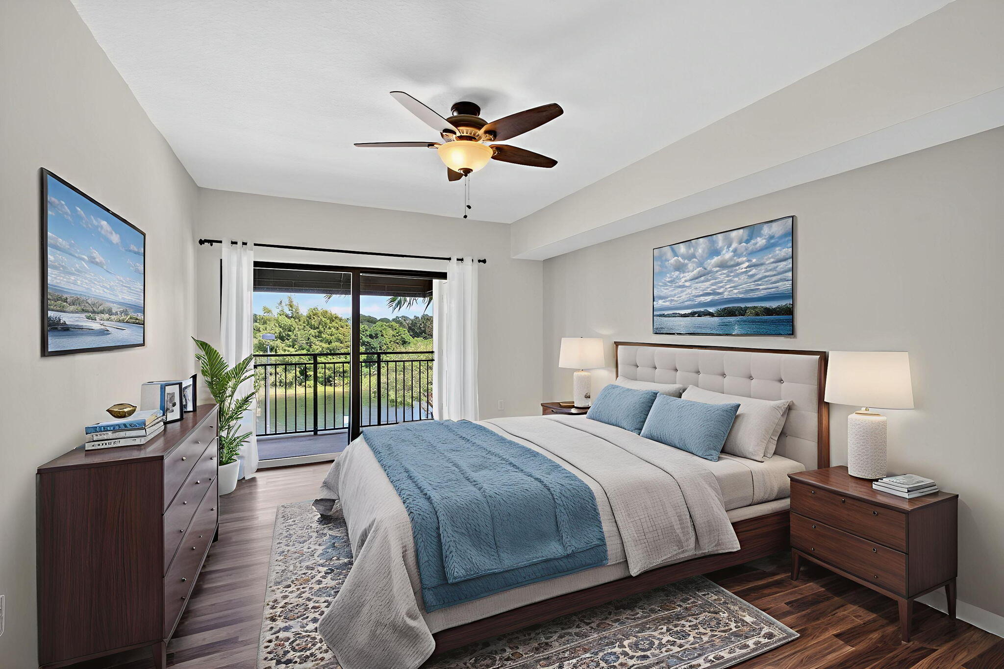 4907 Midtown Lane, Unit 1314 Palm Beach Gardens, FL 33418 - Photo 20 of 57 a bedroom with a large bed and a chandelier