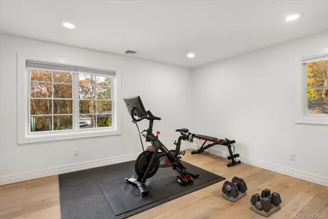 a view of a room with gym equipment