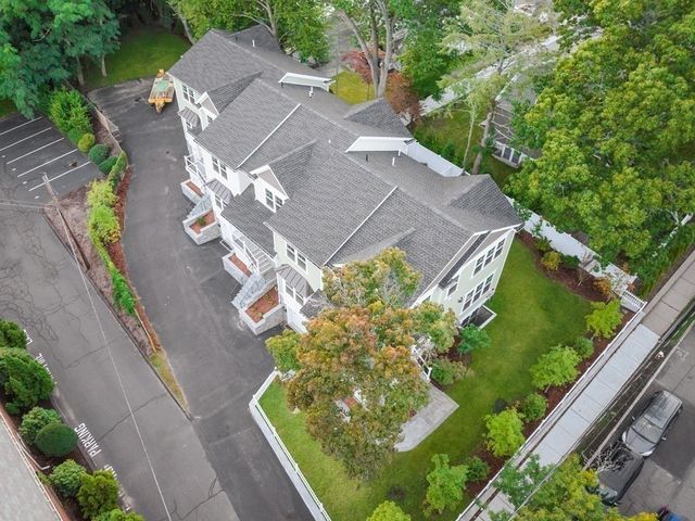 an aerial view of a house