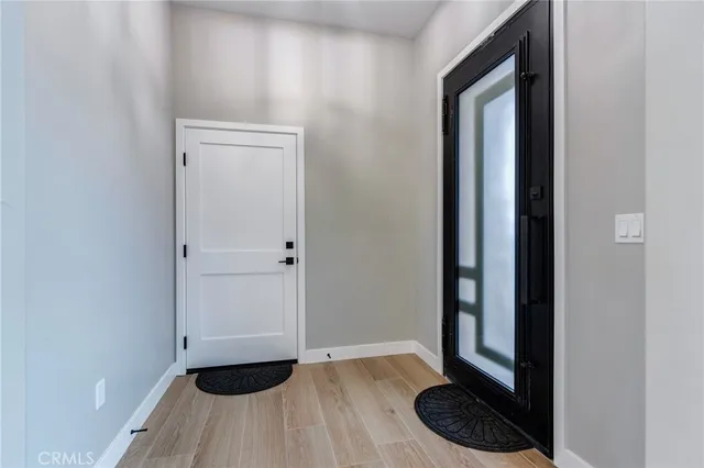 a view of a hallway with elevator