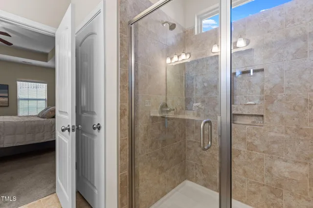 a bathroom with a shower