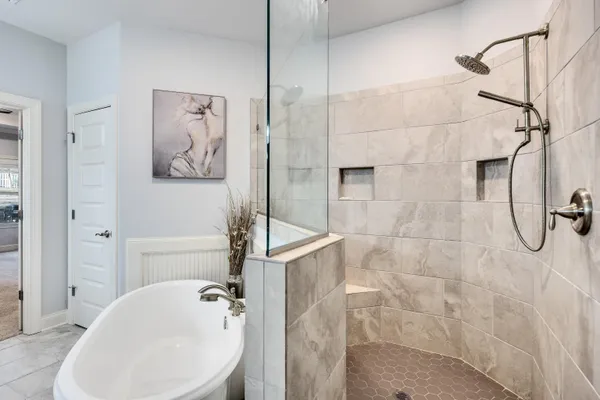 a bathroom with a sink and a shower