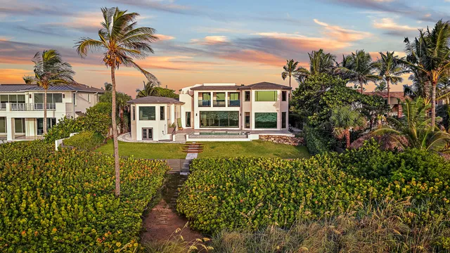 a view of swimming pool from a balcony