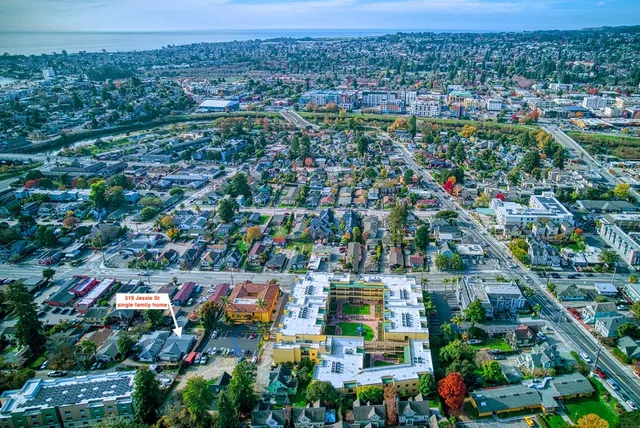an aerial view of a city
