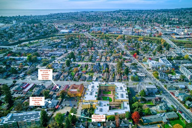 an aerial view of a city