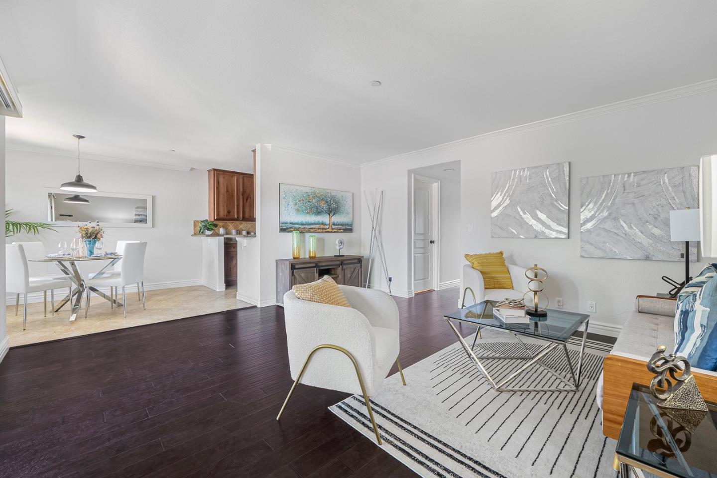 2580 Homestead Road, Unit 5201 Santa Clara, CA 95051 - Photo 3 of 38 a living room with furniture and a wooden floor