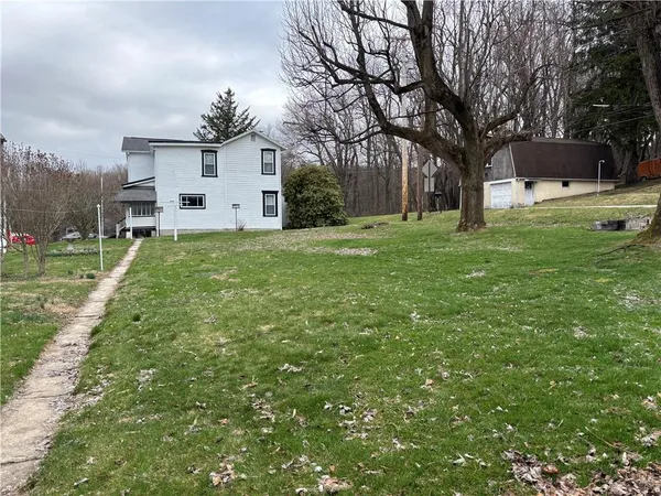 a house view with a backyard space