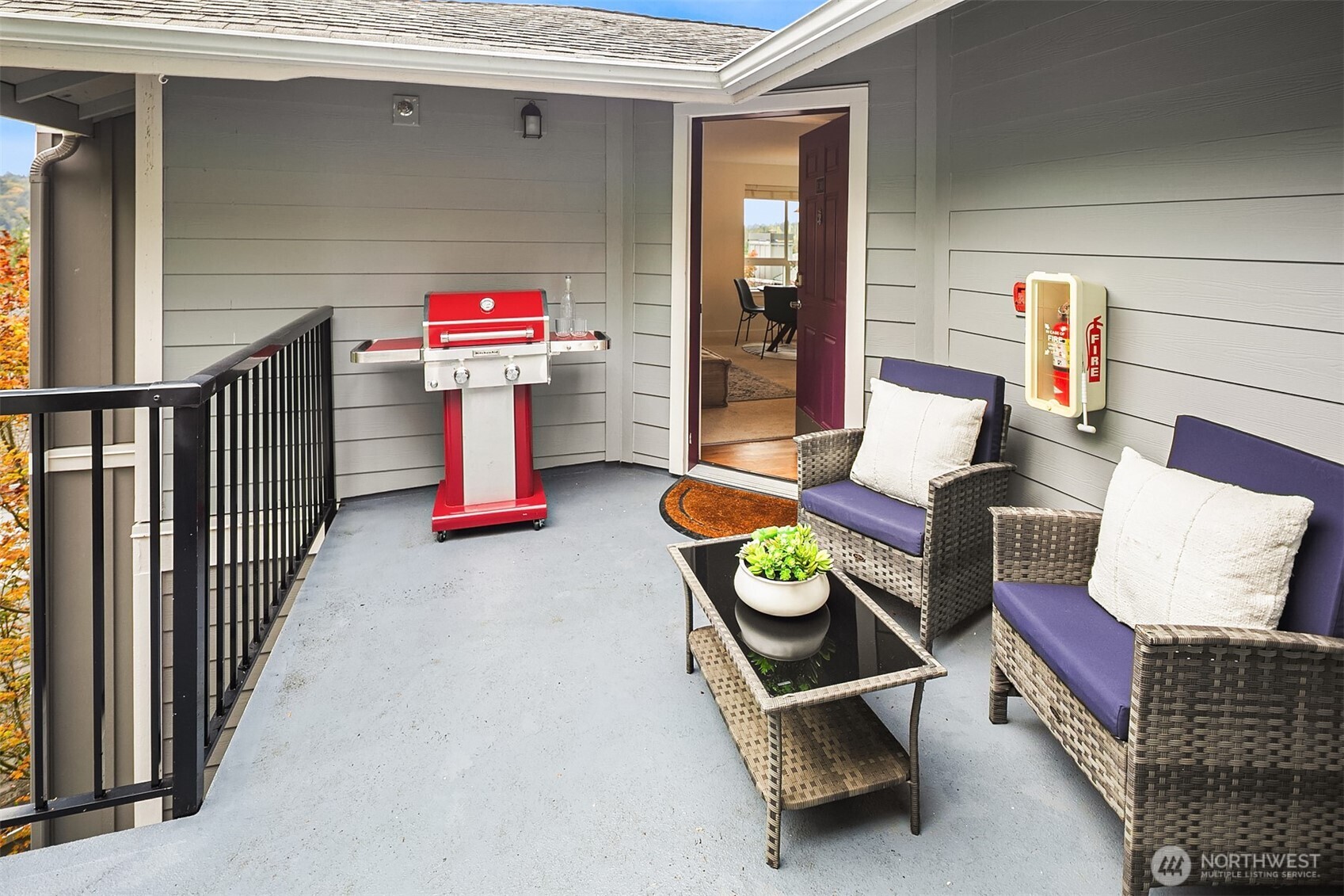 a living room with furniture