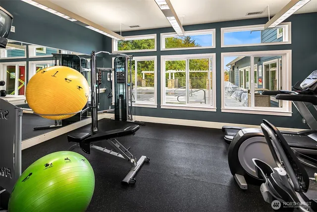 a room with gym equipment