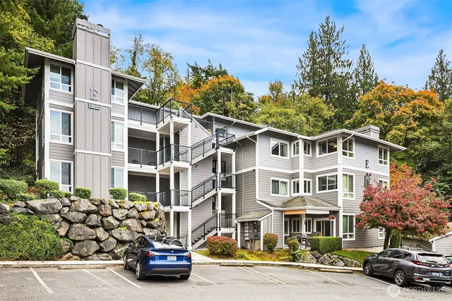 front view of a building with a street