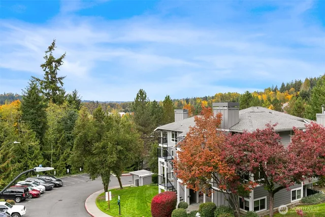 an aerial view of a house with a garden