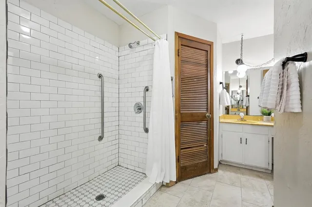 a bathroom with a shower